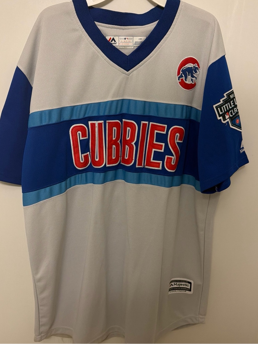 MLB Chicago Cubs Gray, Blue and Red Cubbies Jersey Little League Classic